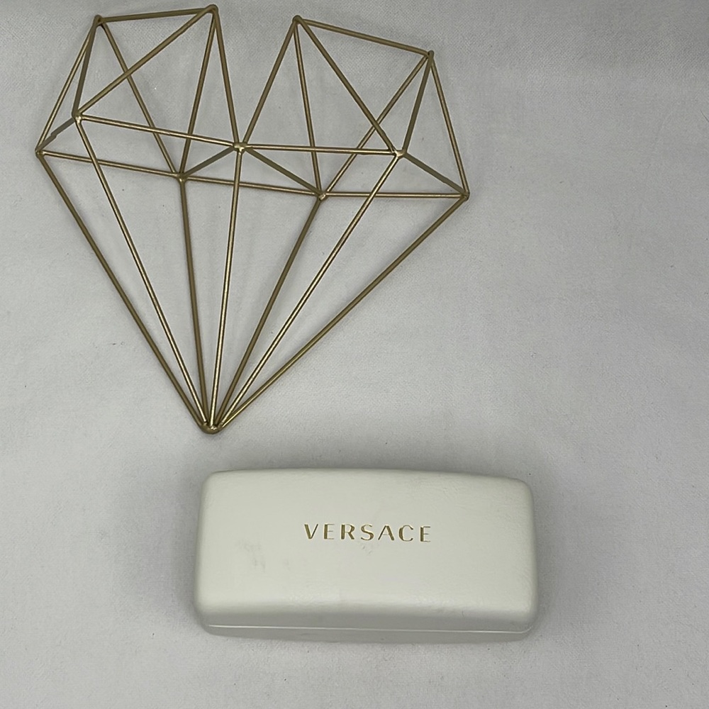 Versace White Leather with Gold Letters Sunglass Case